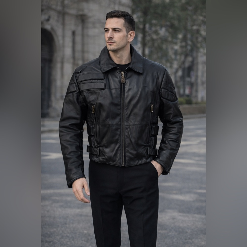 Gianfranco Ferré Quilted Padded Motorcycle Leather Jacket – Black (IT 46)